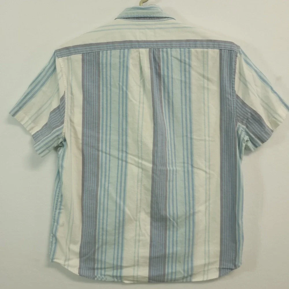 J.Crew Broken-In Oxford Shirt Mens Large Blue Striped Slim Fit Organic Cotton